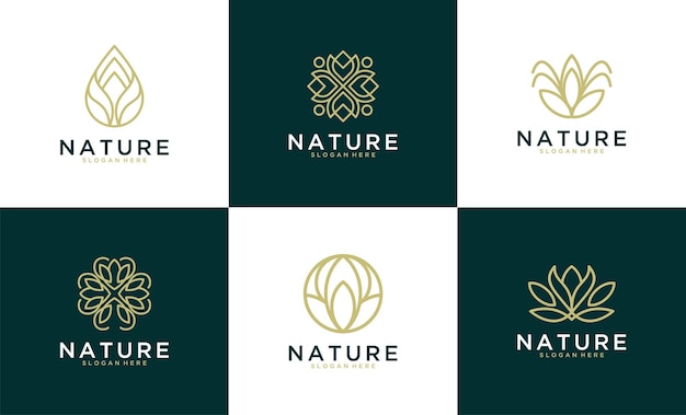 Collezione di design del logo della natura elegante e di lusso