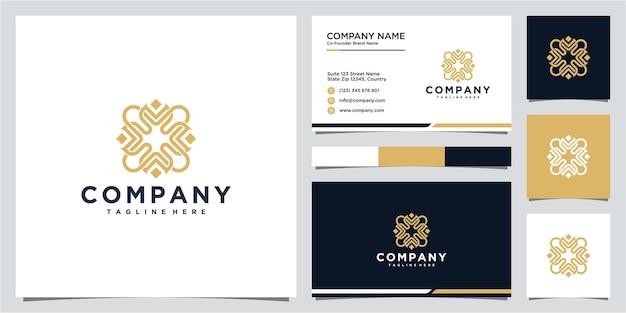 Elegant luxury ornament flower logo design and business card template