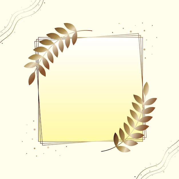 Elegant luxury square bronze-gold frame with laurel leaves