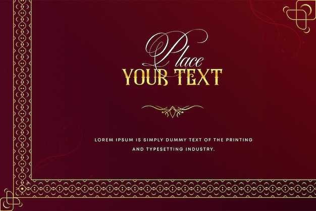 Elegant and Luxury Stylish Golden Design with Dark Red Background