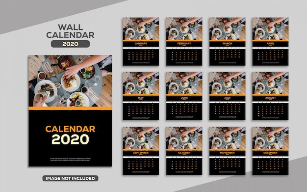 elegant luxury Wall Calendar 2020 Template 