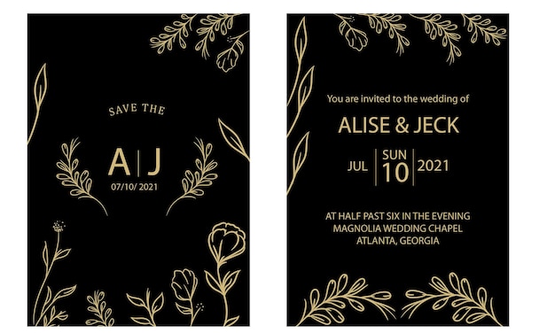 Vector elegant luxury wedding invitation card template with gold vip invitations