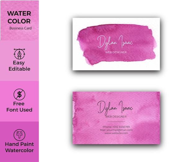 Vector elegant magenta abstract watercolor business card template