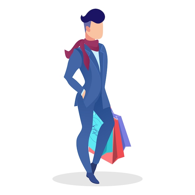 Elegant male shopper flat vector illustration