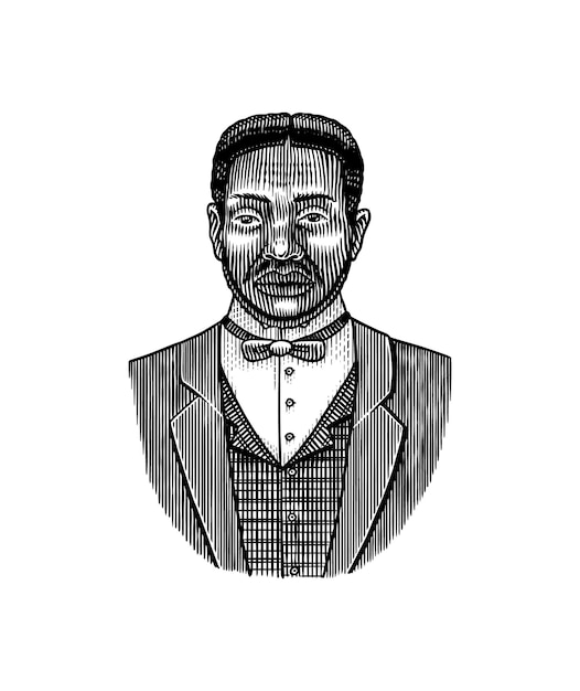 エレガントな男性男性の顔アフロアメリカの紳士ビクトリア朝時代のファッションと服のビジネスマンのスーツ