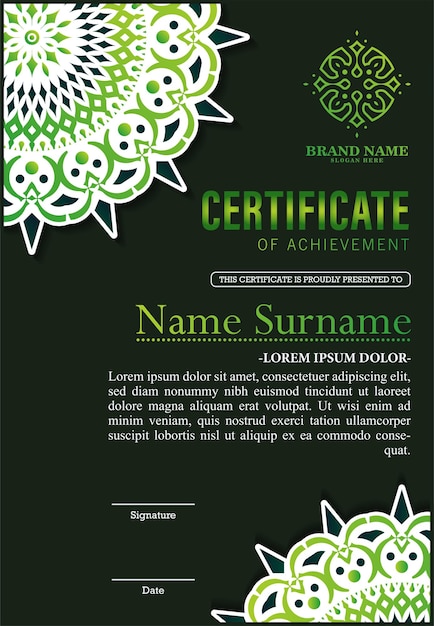 Elegant mandala award certificate template