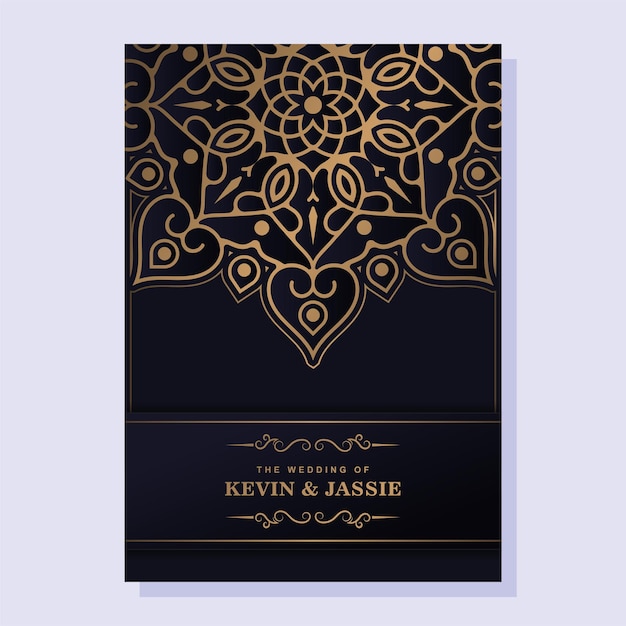 Elegant mandala wedding invitation card template design