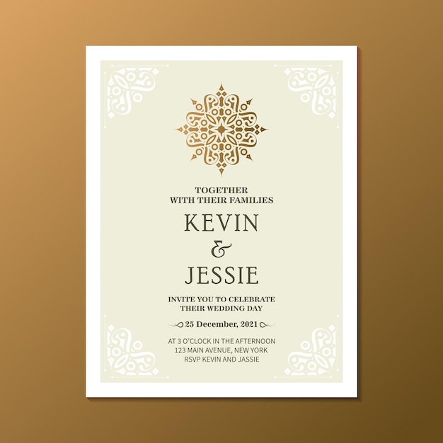 Elegant mandala wedding invitation card template design