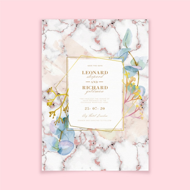 Elegant marble wedding invitation template
