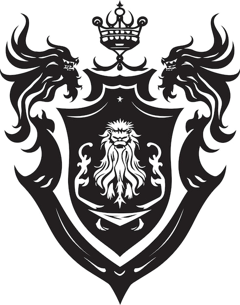 Vector elegant medieval insignia vector emblem royal crest silhouette black heraldic icon