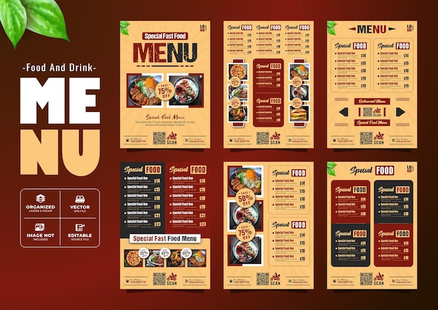 Elegant menuontwerp van een fastfoodrestaurant