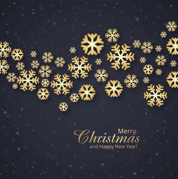 Elegant Merry Christmas golden snowflakes background