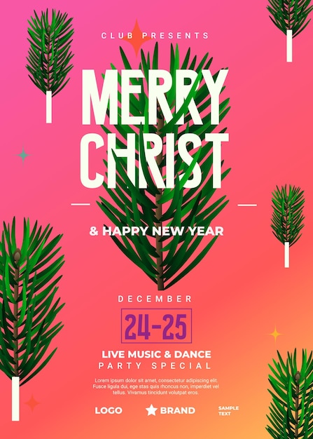 Vector elegant merry christmas happy new year festive design with snowflakes and stars in modern style