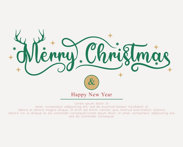 Elegant Merry christmas and Happy New Year Lettering design card template