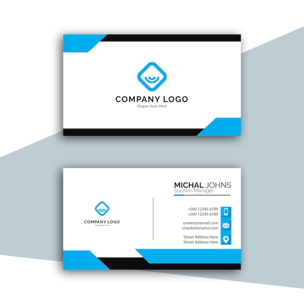 Elegant minimal black and blue business card template