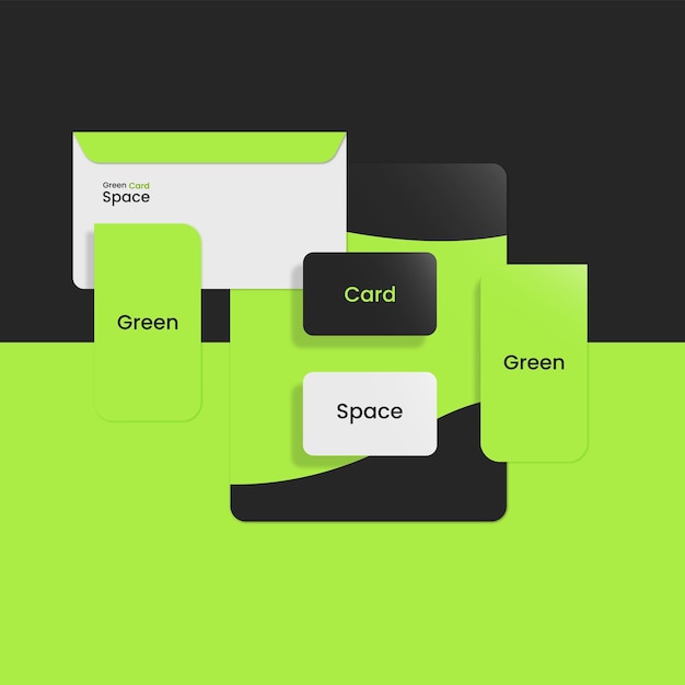 우아한 최소한의 검은색과 녹색 명함 서식 파일 무료 벡터