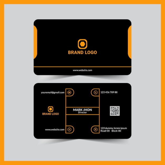 Elegant minimal black and orange business card template