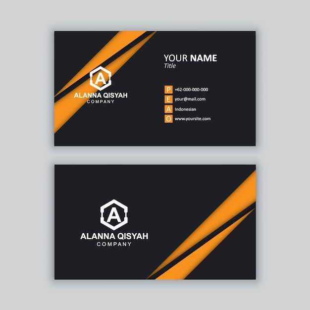 Elegant minimal black and yellow business card template