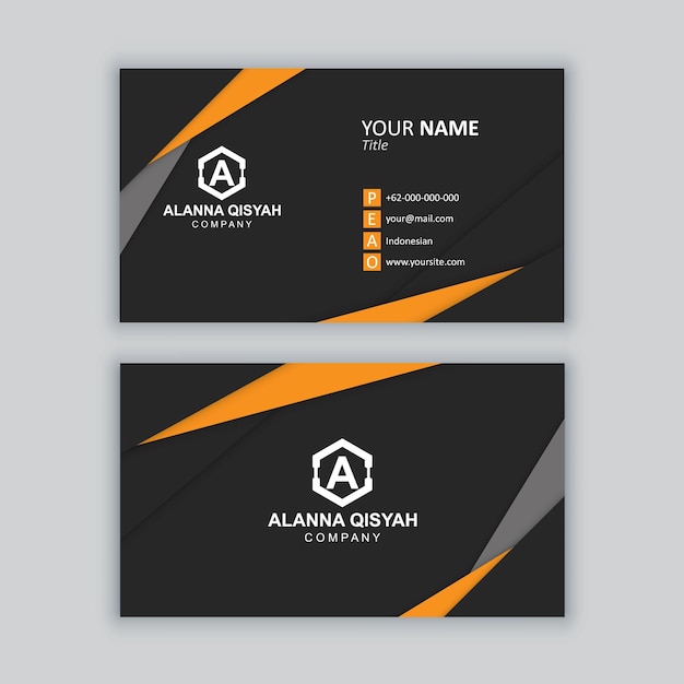 Elegant minimal black and yellow business card template