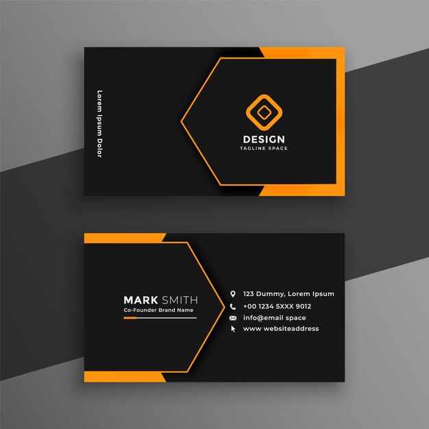 Elegant minimal black and yellow business card template