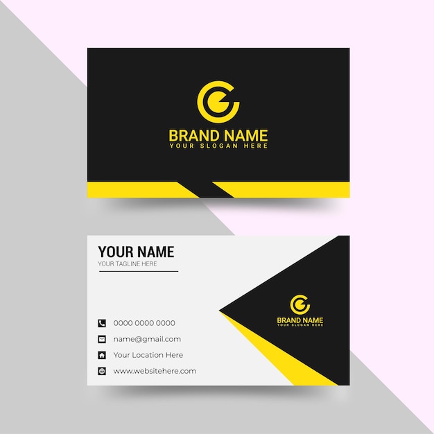 Elegant minimal black and yellow business card template