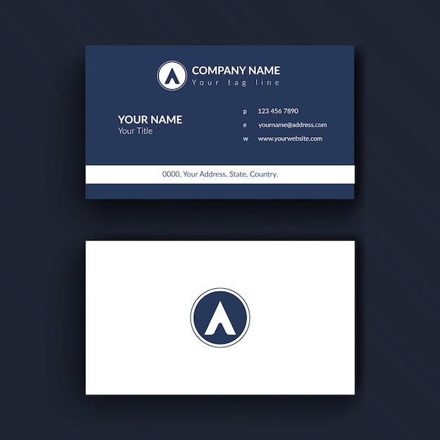 Elegant Minimal Blue Business Card Template premium vector