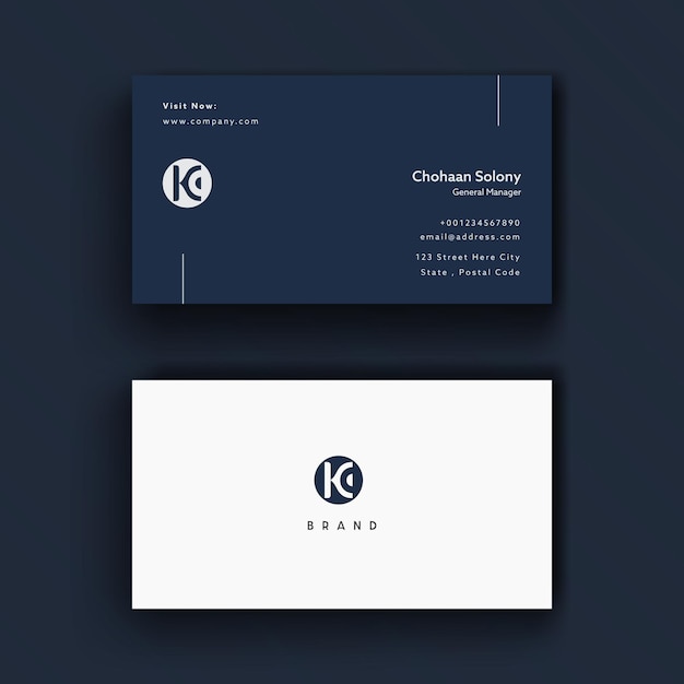 Elegant Minimal Blue Colour Business Card Template premium vector