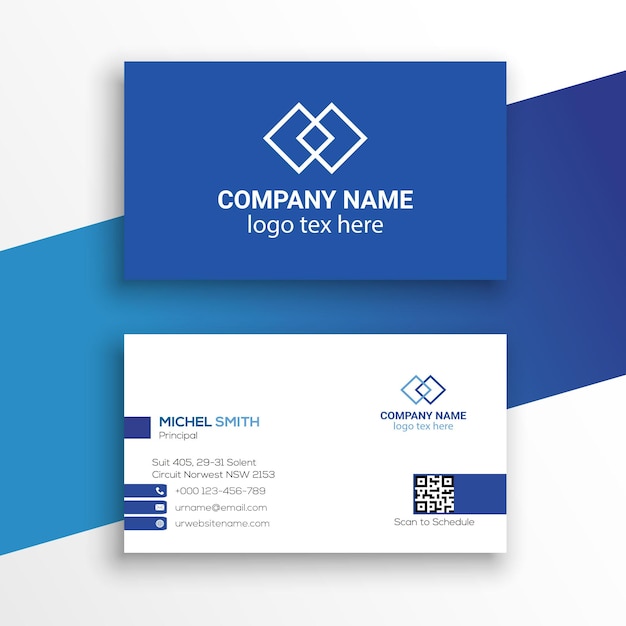 Elegant minimal clean and blue business card template