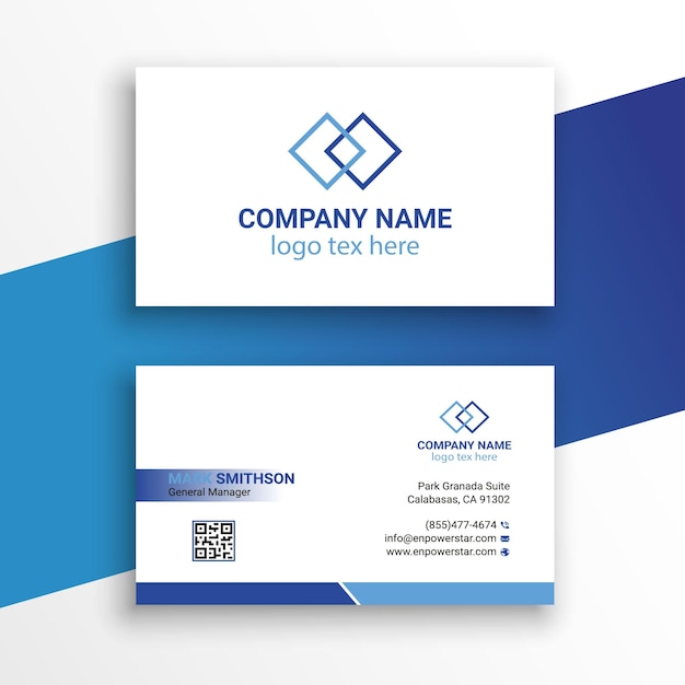 Vector elegant minimal clean and blue business card template