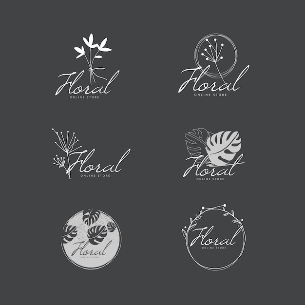 Vettore collezione elegante con logo floreale minimale