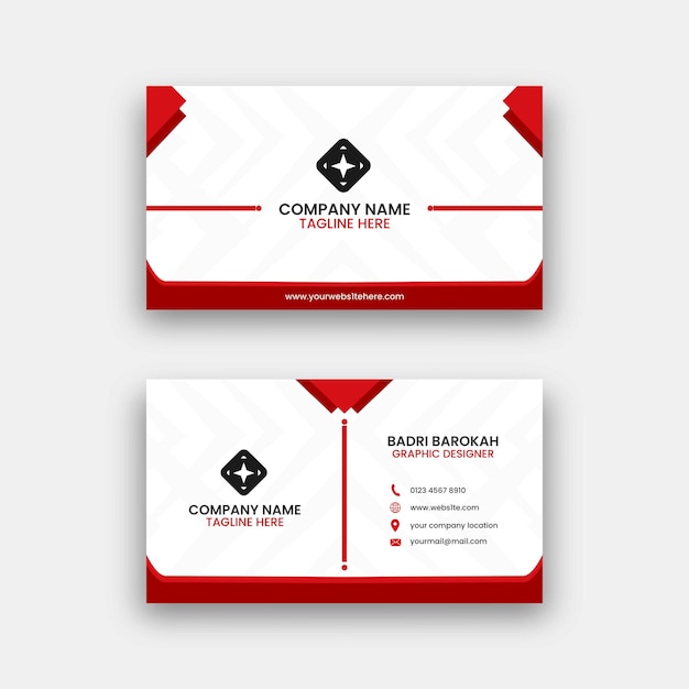 Vector elegant minimal red and white business card template