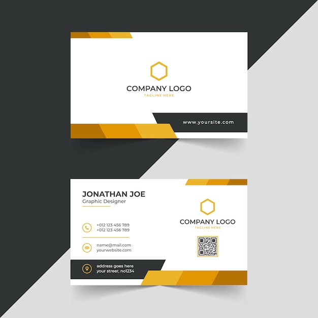 Elegant minimal white and gold business card template   design