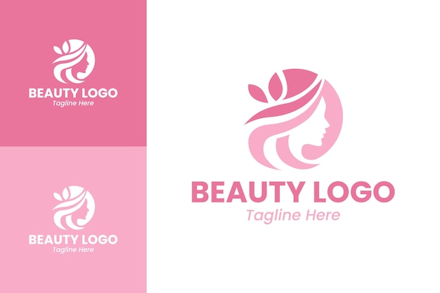 elegant and minimalist beauty logo with pink color
