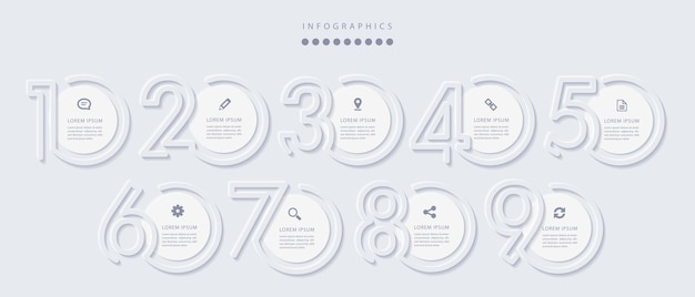 Elegante infografica minimalista con 9 passaggi