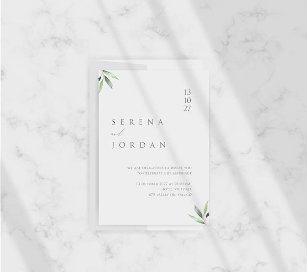 Vector elegant minimalist ivory wedding invitation