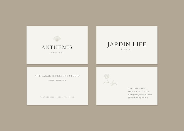 Vector elegant minimalist landscape business cards with line art illustrations