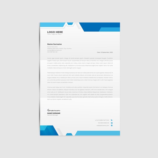Elegant and minimalist style letterhead Corporate Business Letterhead template design premium