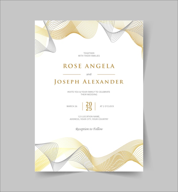 Vector elegant minimalist wedding invitation template