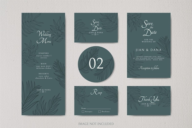 Vector elegant minimalistic floral wedding invitation template