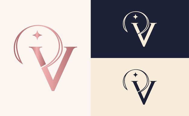 Vector elegant minimalistisch schoonheidslogo cosmetische letter v