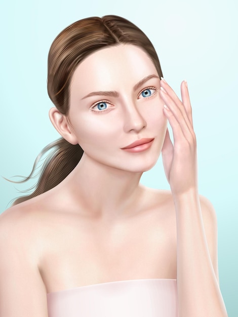 Vector elegant model portrait, attractive woman for medical or cosmetic ads use in 3d illustration