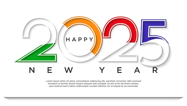 Elegante e moderno 2025 buon anno nuovo con colori vivaci design premium per discorsi banner poster calendario o social media post 2025