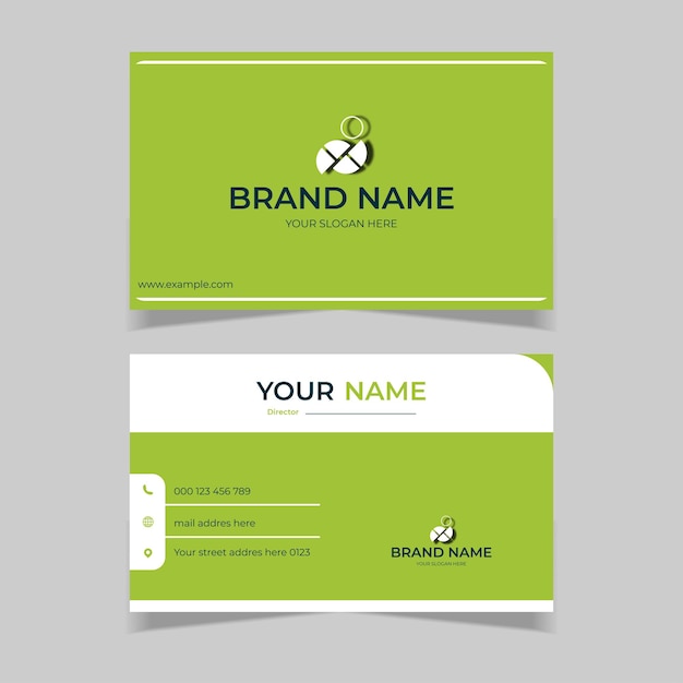 elegant modern business card design template green and white