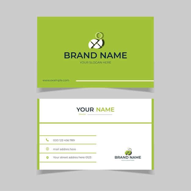 Elegant modern business card template green and white