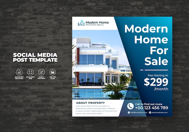 ELEGANT MODERN DREAM HOUSE HOME FOR RENT SALE REAL ESTATE SOCIAL MEDIA POST TEMPLATE  