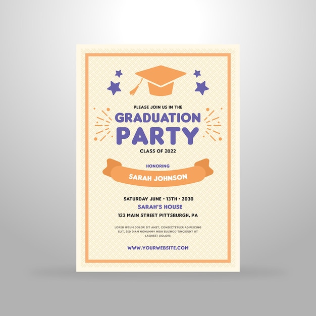 Elegant Modern graduation invitation Poster Premium Vector