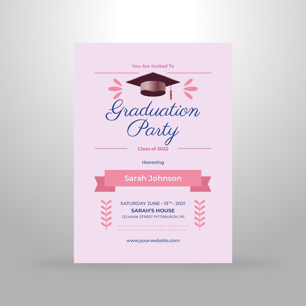 Vector elegant modern graduation invitation poster premium vector