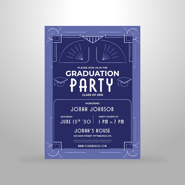 Elegant modern graduation invitation poster premium vector