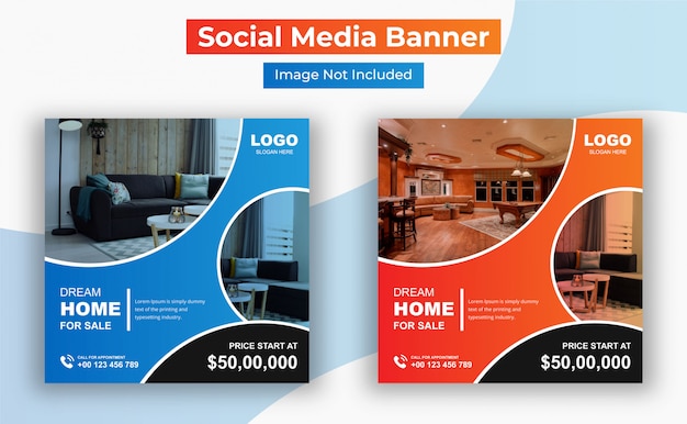 Elegant modern home real estate social media post template