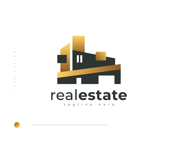 Elegant Modern and Minimalist Real Estate Logo Design Luxury Black and Gold House Logo Design for Architecture or Construction Business Brand Identity